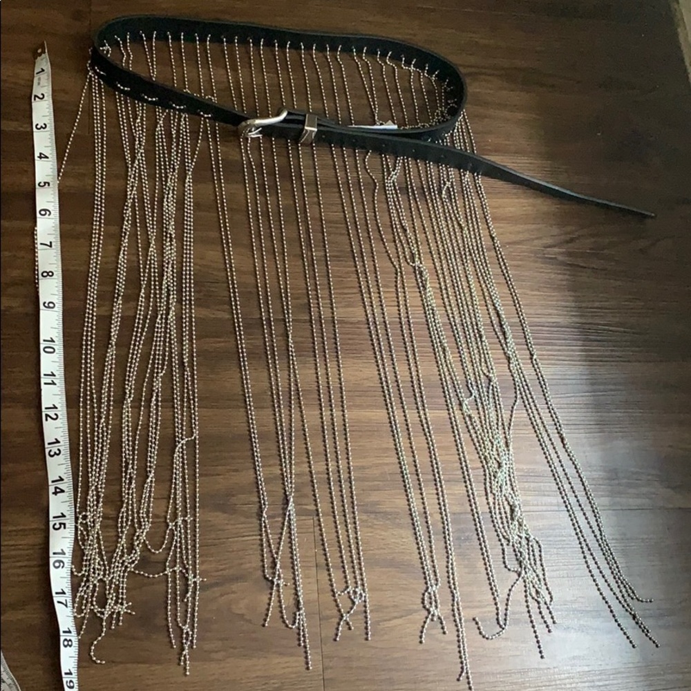 Dolls Kill silver tone fringe belt 40 inches